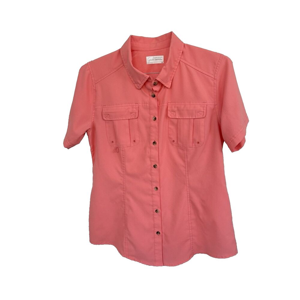 Women's Gander Mountain Guide Series Vented Button Up Outdoor Shirt Size M Peach